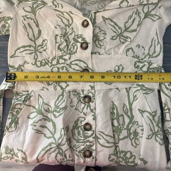 Free People Thing Called Love Ivory Green Mini Dress - Size 2 (V6) - Picture 13 of 14